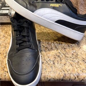 Puma Black and White Low-Top Sneakers